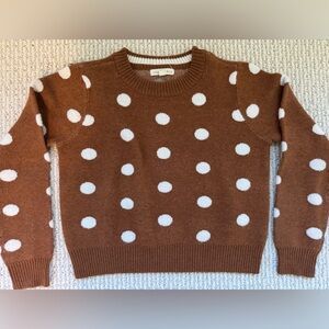 Copper Key Brown and White Polka Dot Sweater